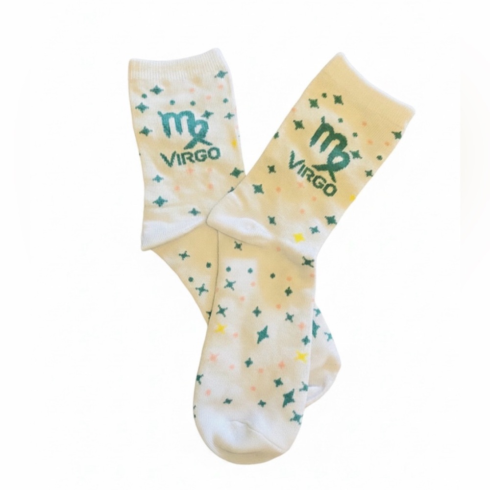 Virgo Zodiac White Socks
